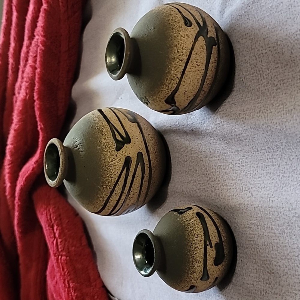 Set of 3 Mini Drizzle Pottery Vases